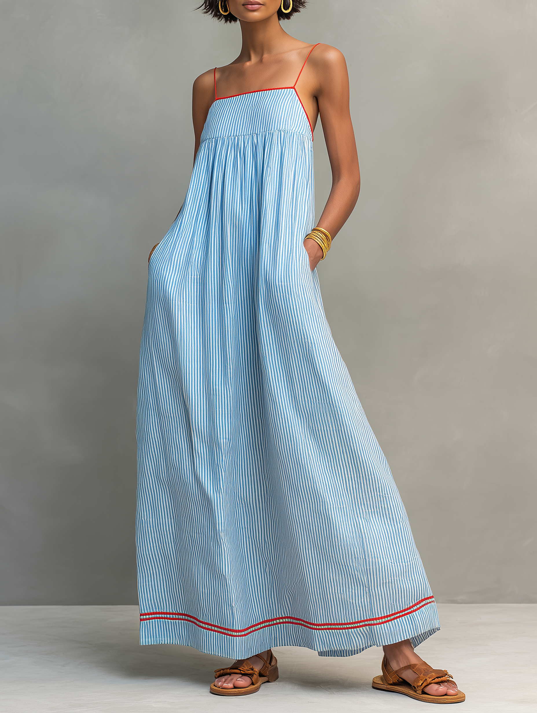 Women's Minimalist Striped Maxi Dress