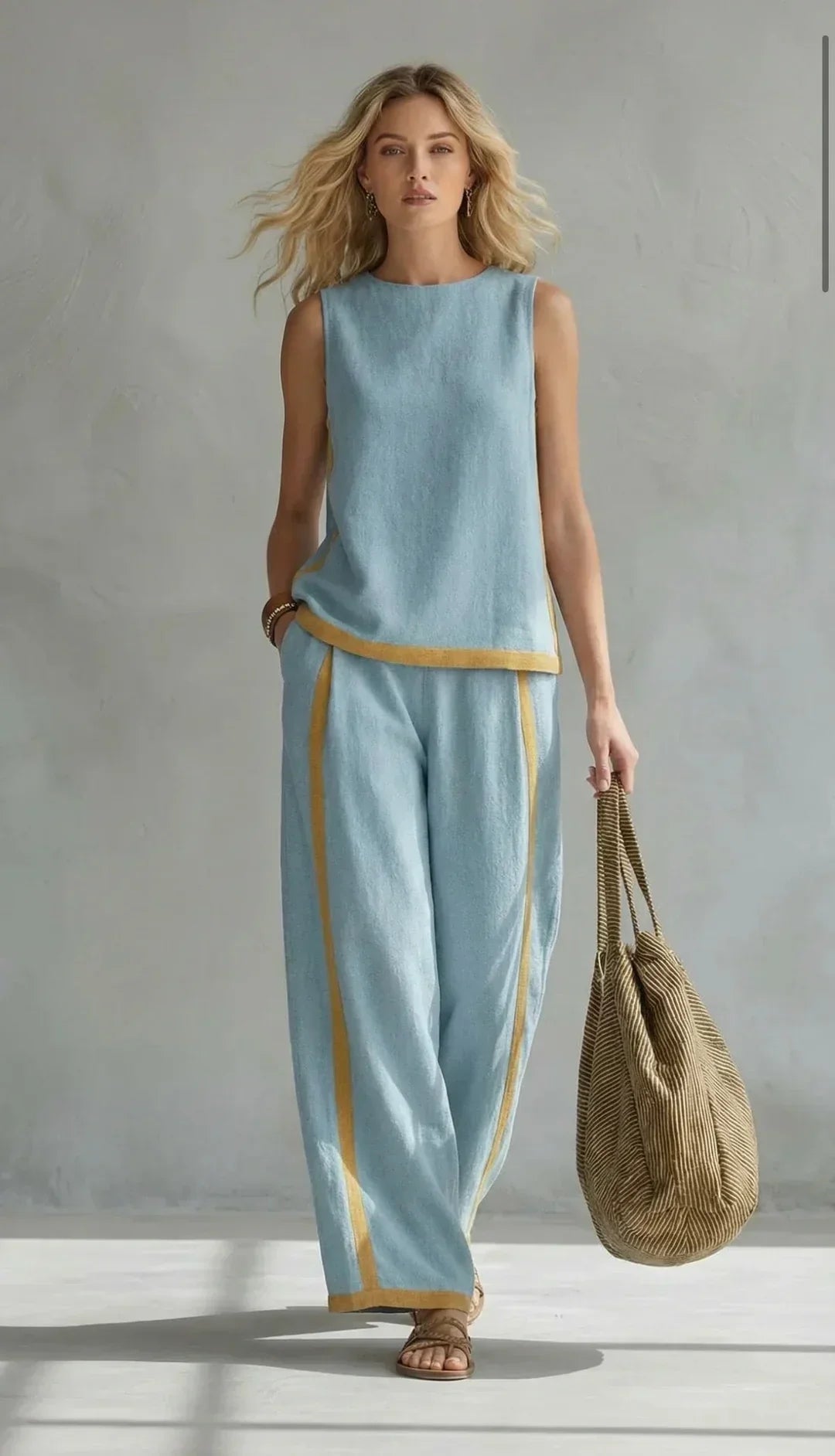 Ursula – Chic-Casual Vest and Trousers Set with Two-Tone Finish