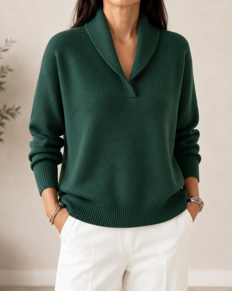 Soft V-Neck Sweater - Green