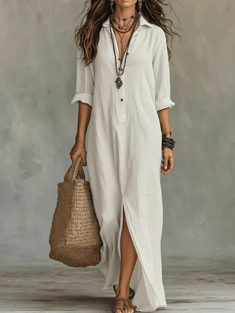 Céline™ | Black Oversized Button-Front Maxi Dress