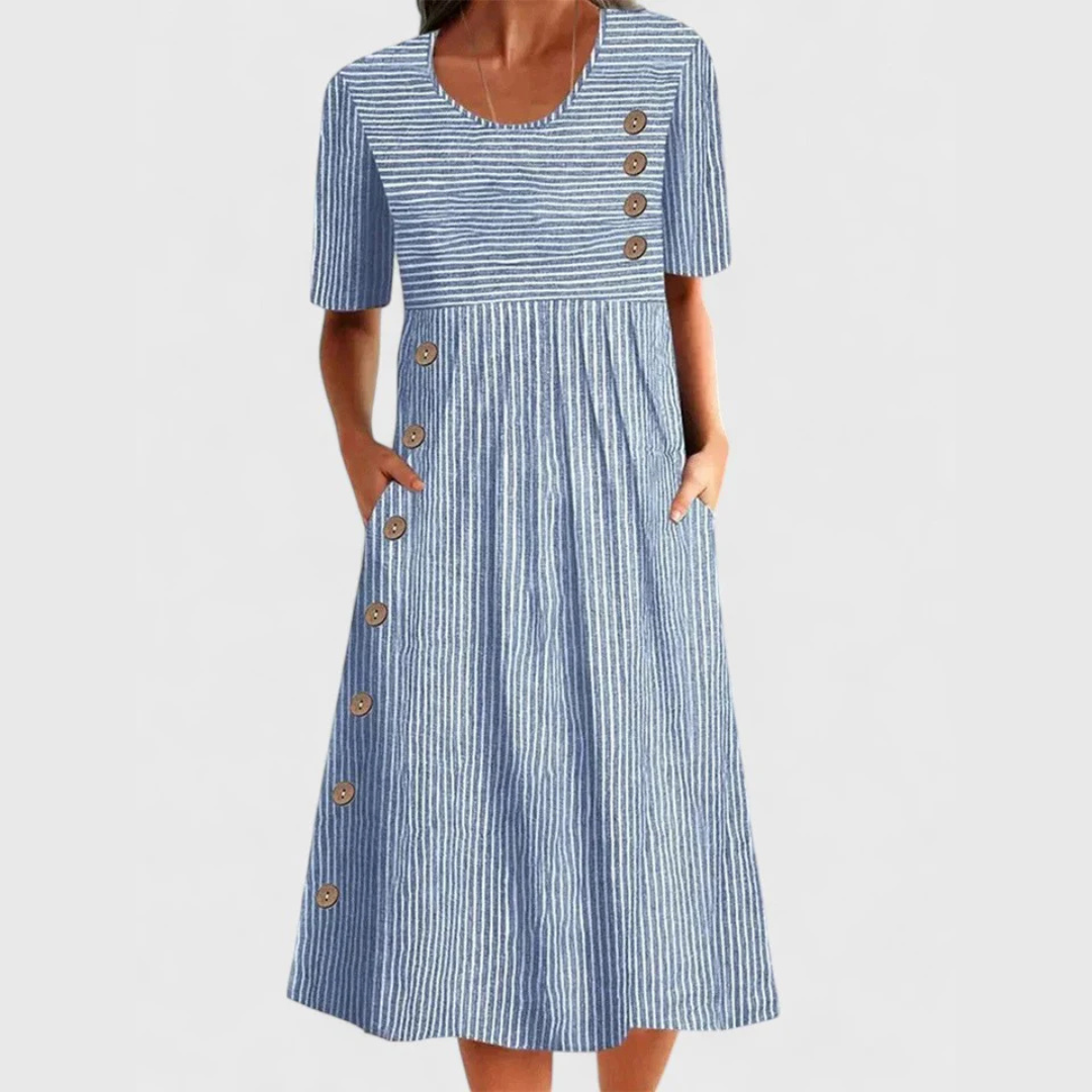 Farrah Striped Button Midi