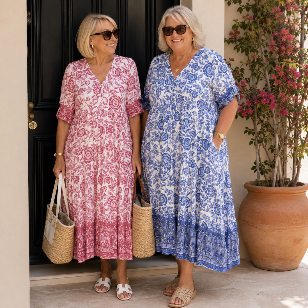 Keisha (Athens Edit) | Elegant Floral V-Neck Dress