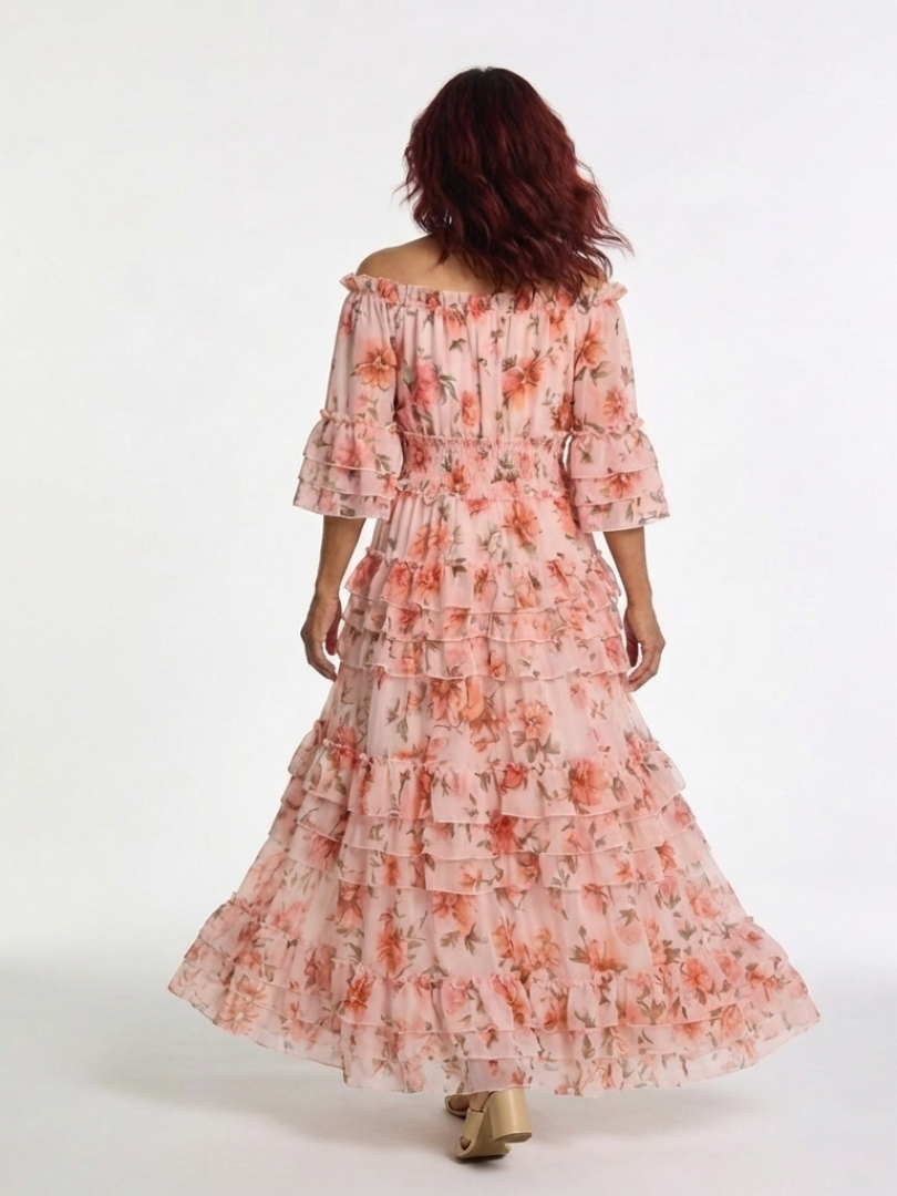 Rosalie | Off-Shoulder Floral Maxi Dress with Ruffles