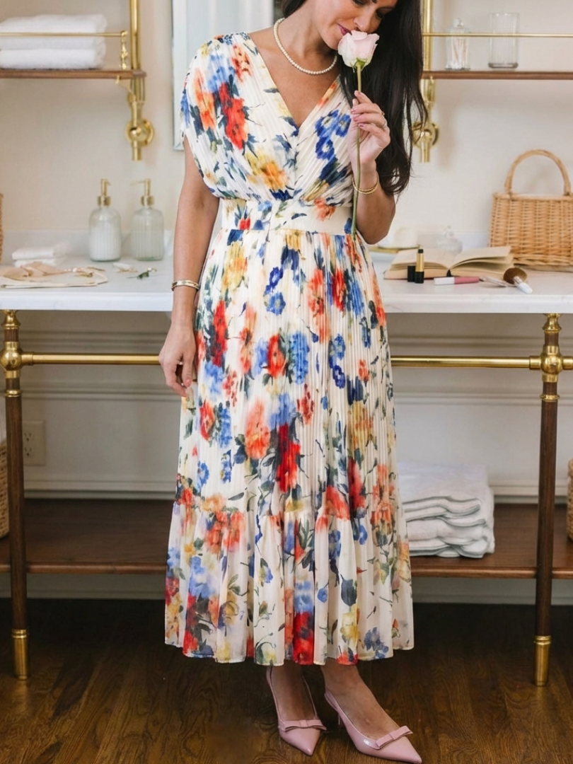 Savannah | Sleeveless Pleated Midi Dress
