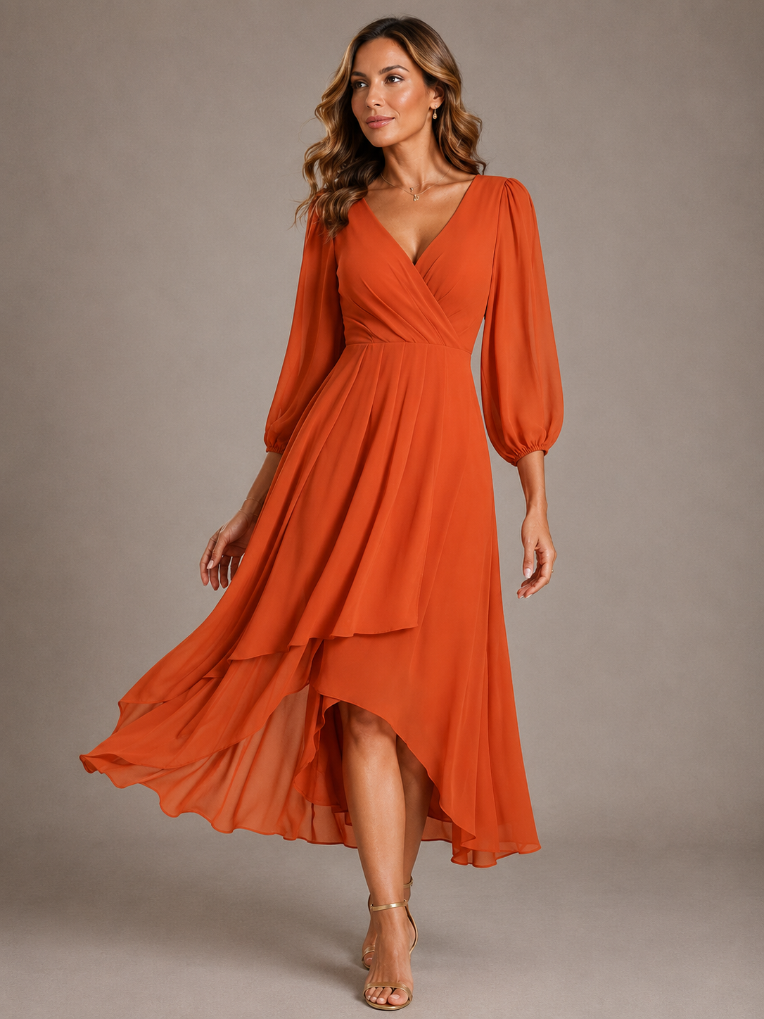 Mia™ (Athens Edit) | Elegant Long V-Neck Dress