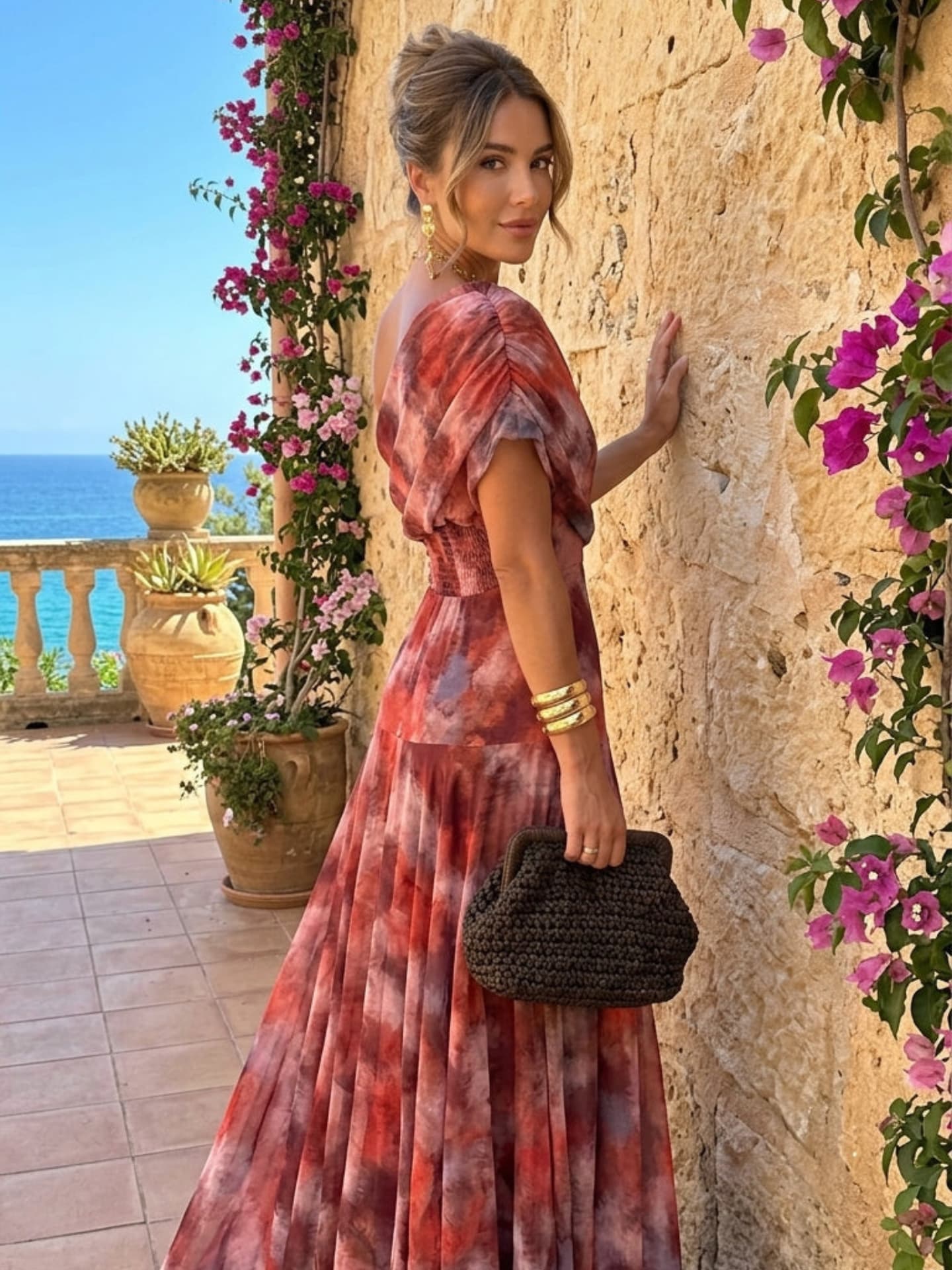 Flora | Watercolor Dropped-Shoulder Maxi Dress