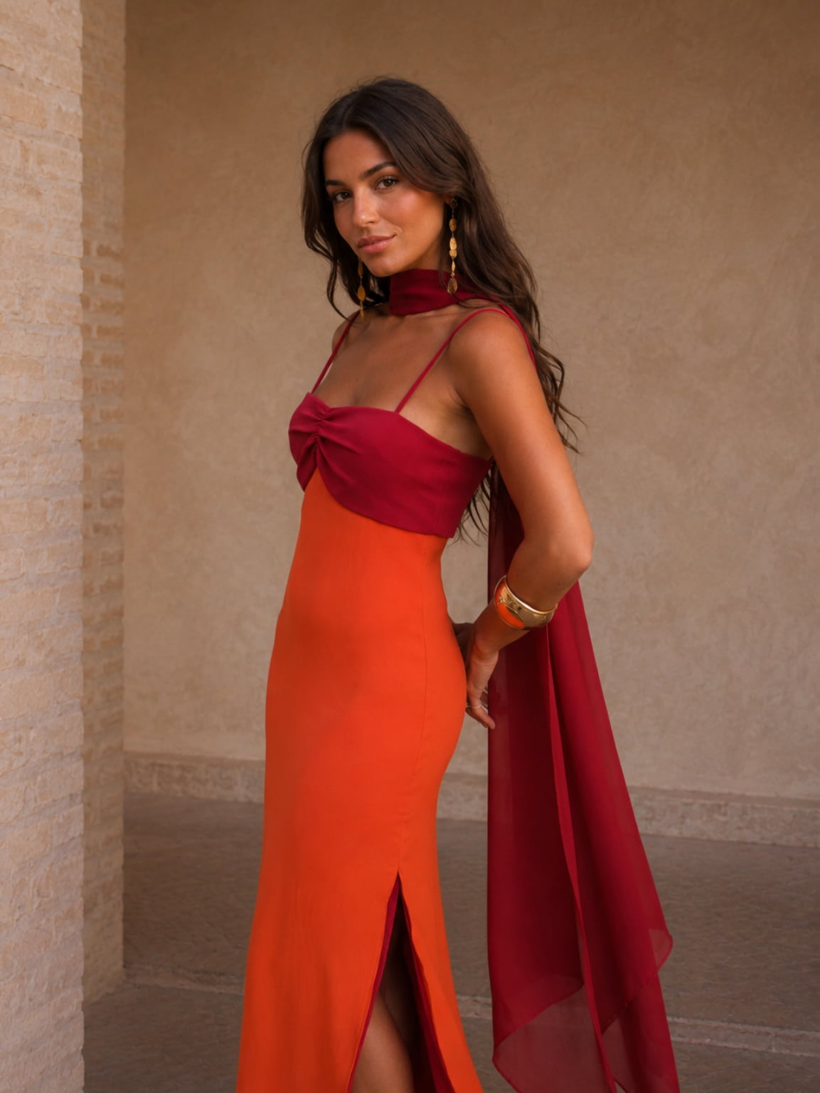 Zahara | Two-Tone Draped Maxi Dress – Limited Edition
