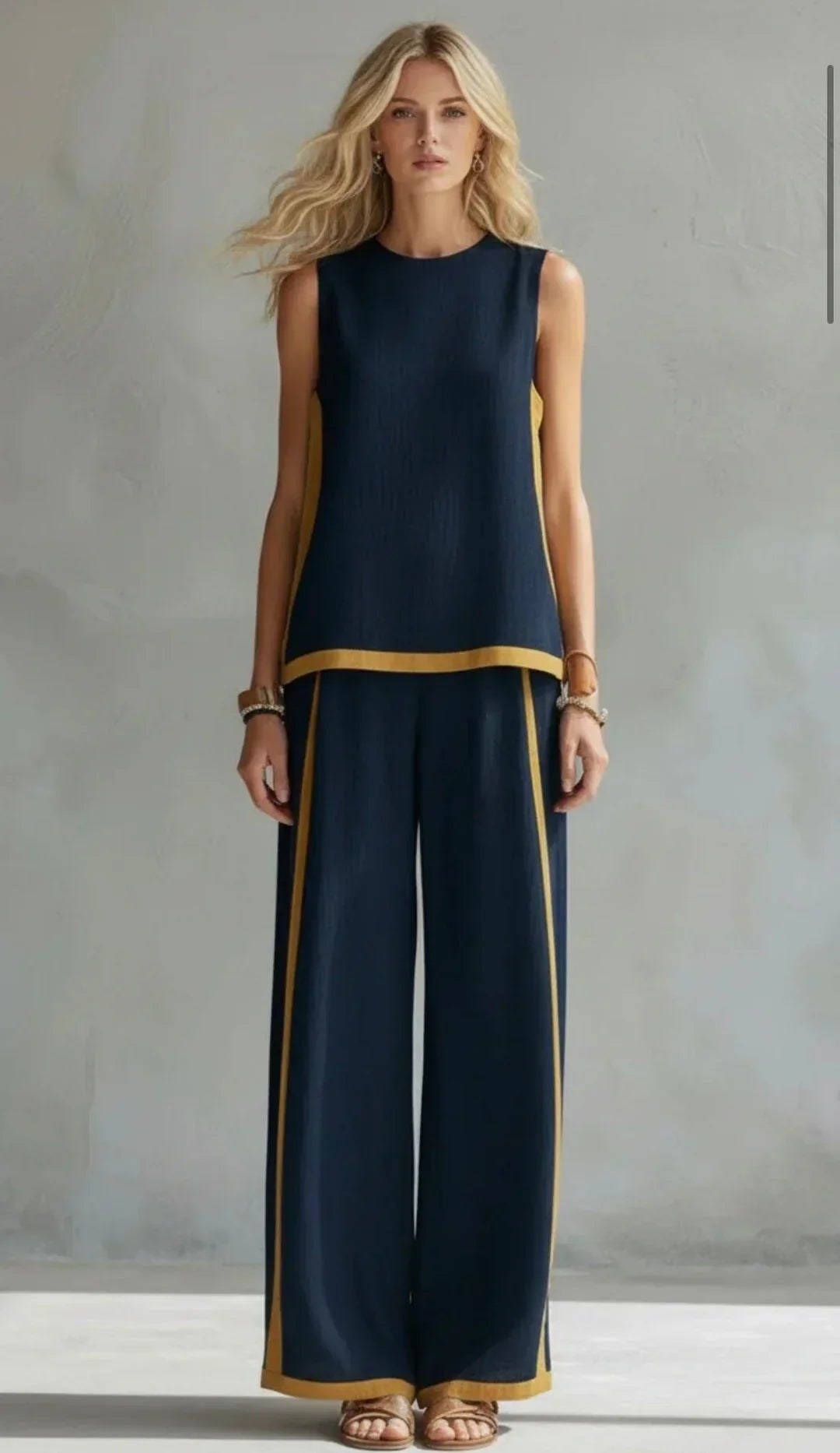 Ursula – Chic-Casual Vest and Trousers Set with Two-Tone Finish