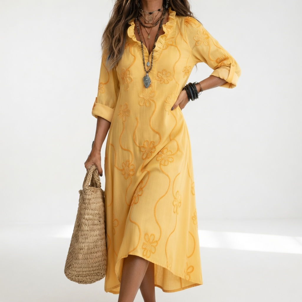 Adelheid Floral Summer Dress - Yellow