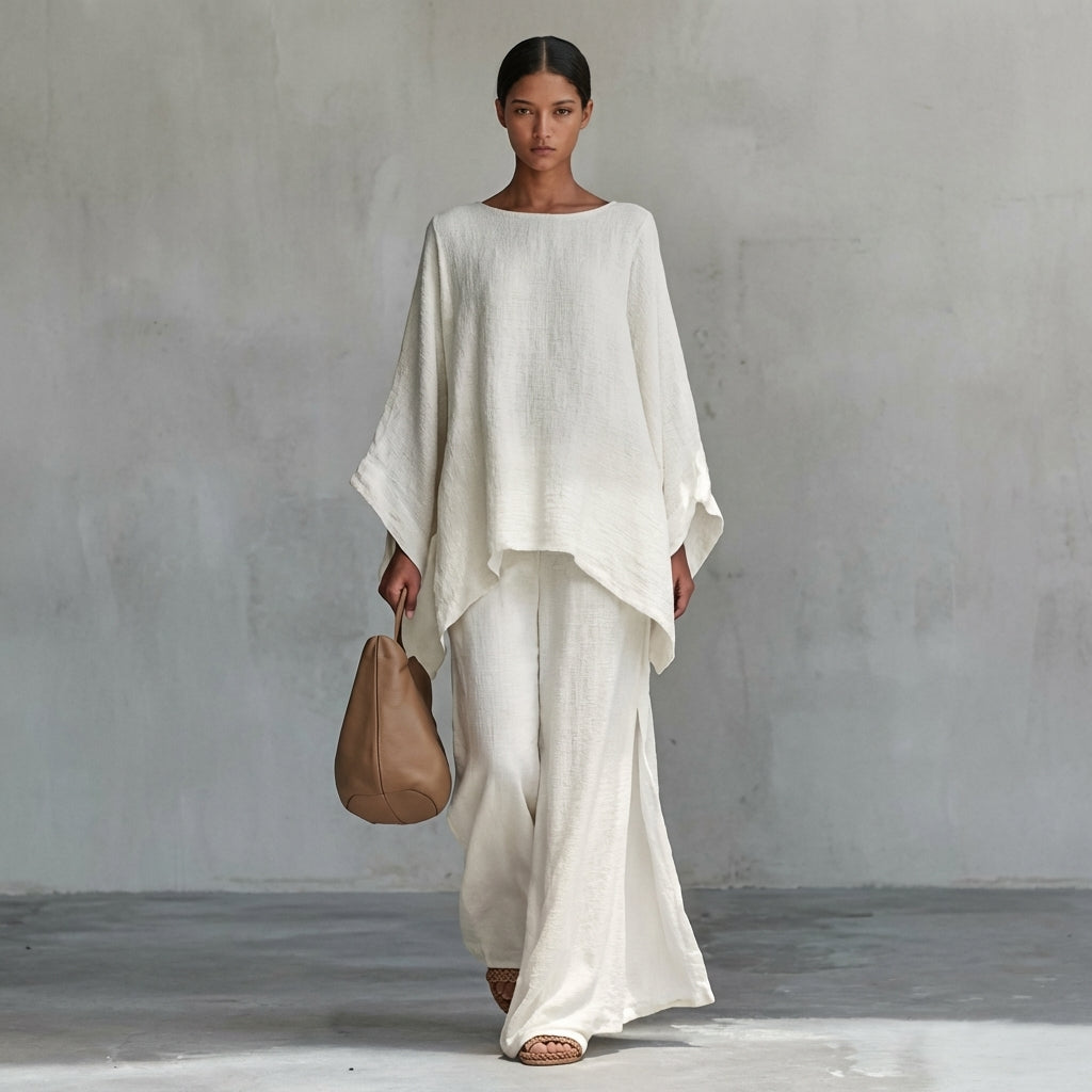 Christine | Long-Sleeve Two-Piece Set with Wide-Leg Trousers