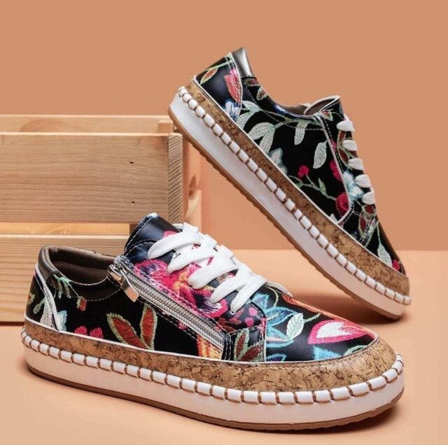 Oluchi™ Floral Orthopedic Zipper Sneakers
