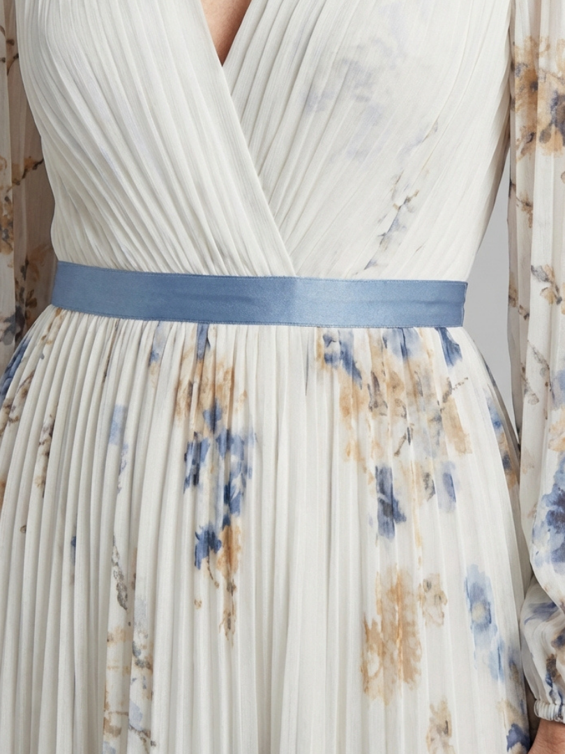 Lavinia | Long Sleeve V-Neck Maxi Dress with Floral Print