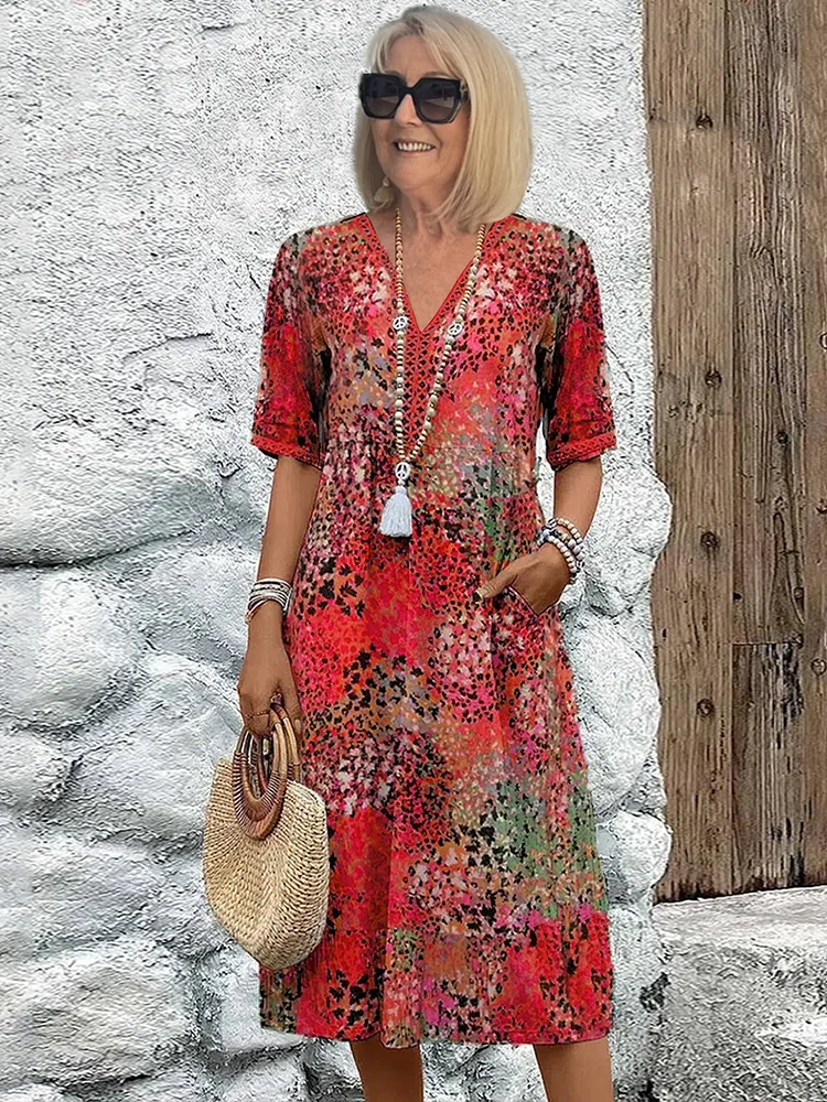 Ingrid Colorful Midi Dress