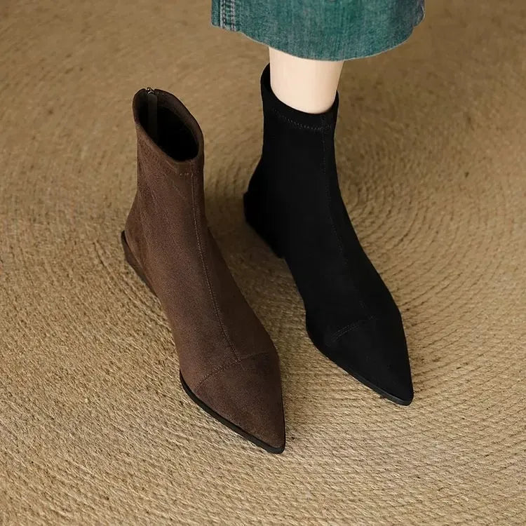 Delphine Suede Pointed-Toe Ankle Boots