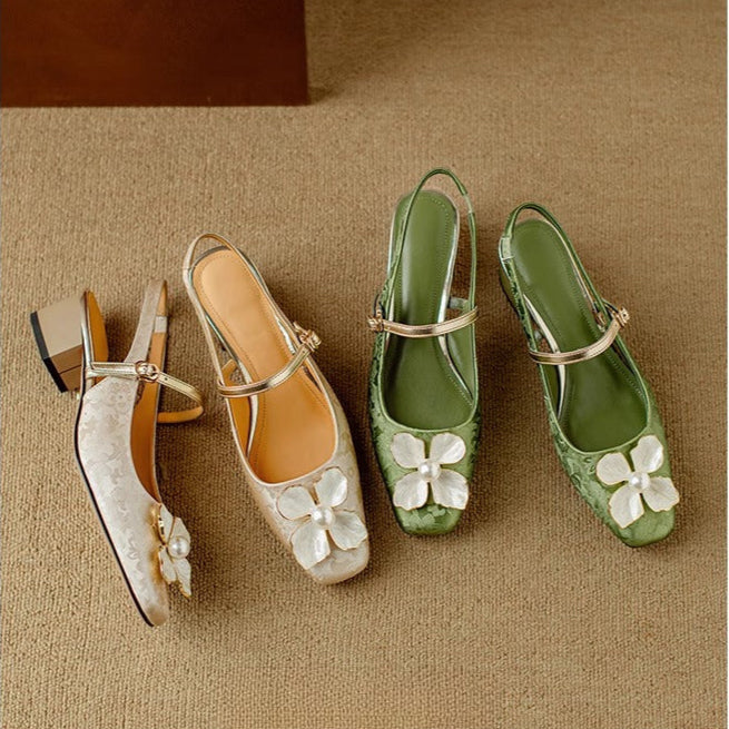Slingback Real Leather Pumps
