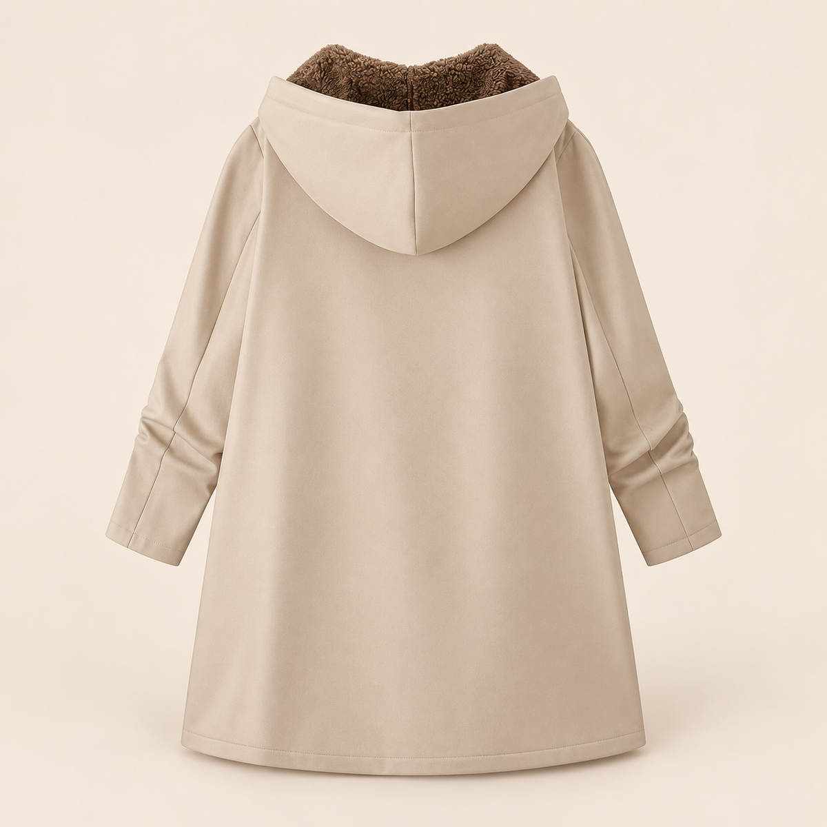 Evelyn Plus Size Sherpa-Lined Hooded Winter Coat in Khaki