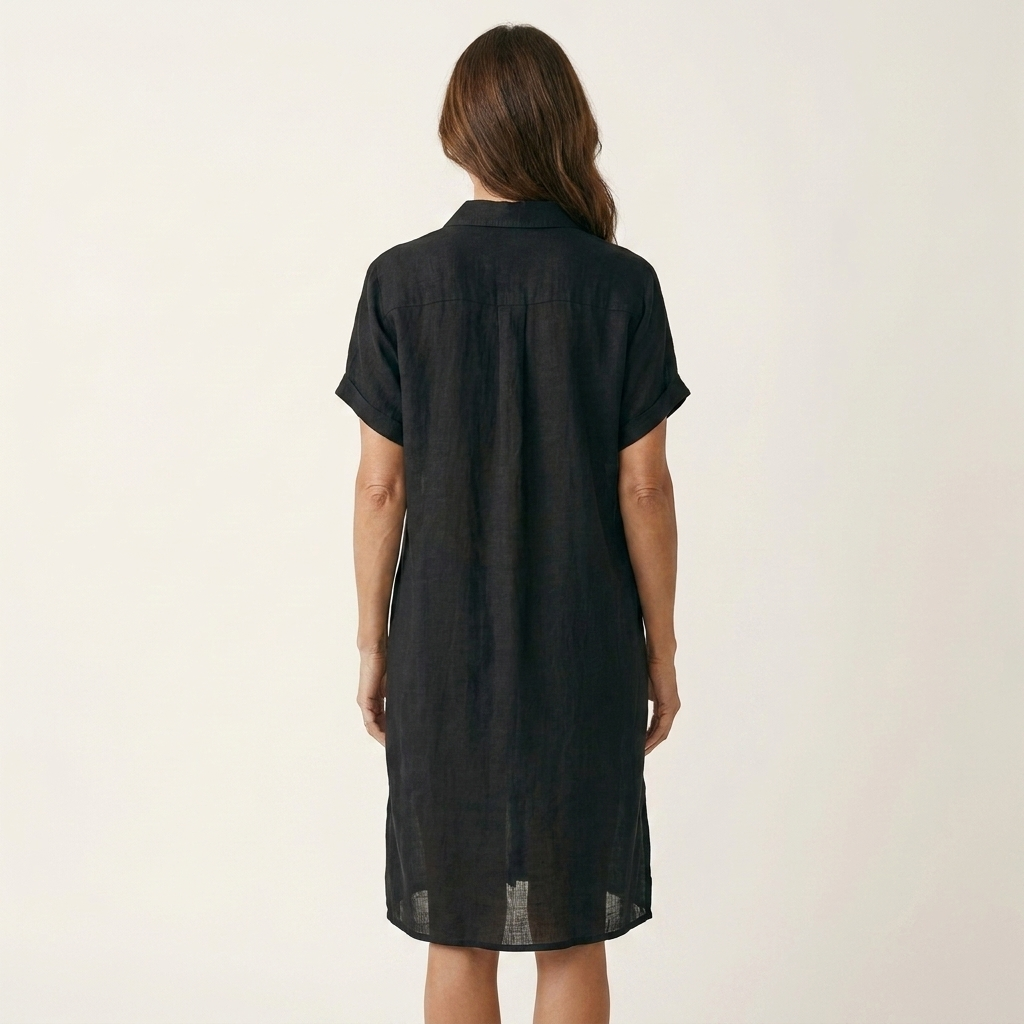 Nidalie | Cotton Midi Shirt Dress with Rolled Cuffs