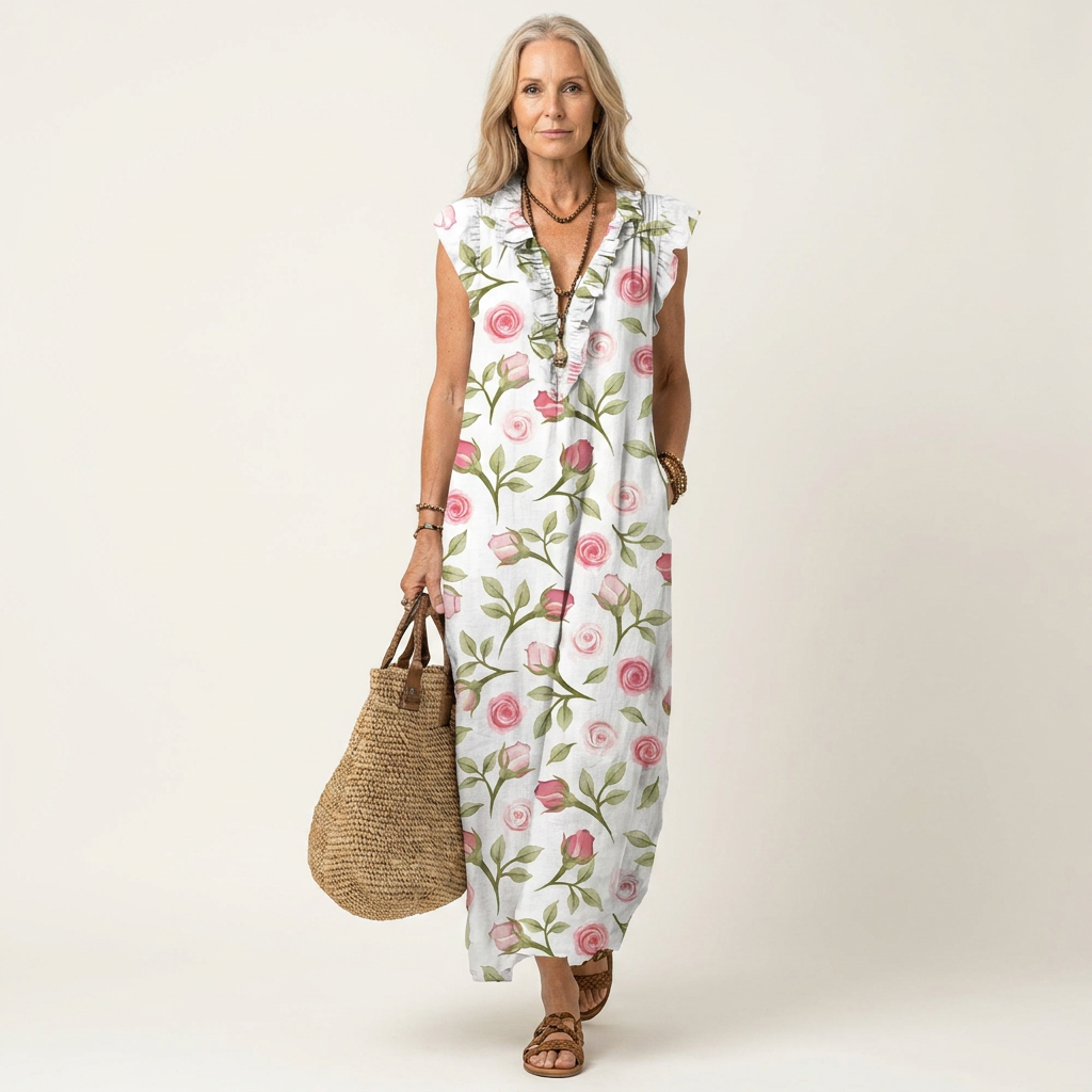 Josette | Ruffle V-Neck Maxi Dress 6