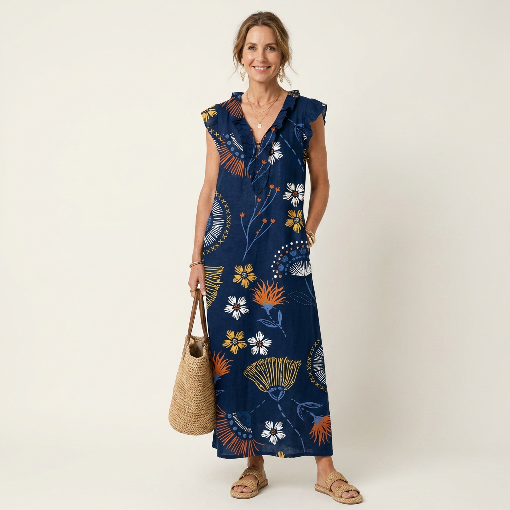 Josette | Ruffle V-Neck Maxi Dress 7