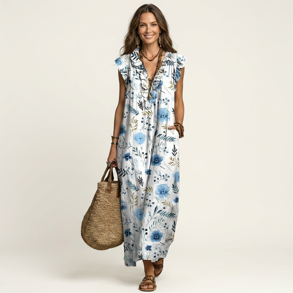 Josette | Ruffle V-Neck Maxi Dress 11