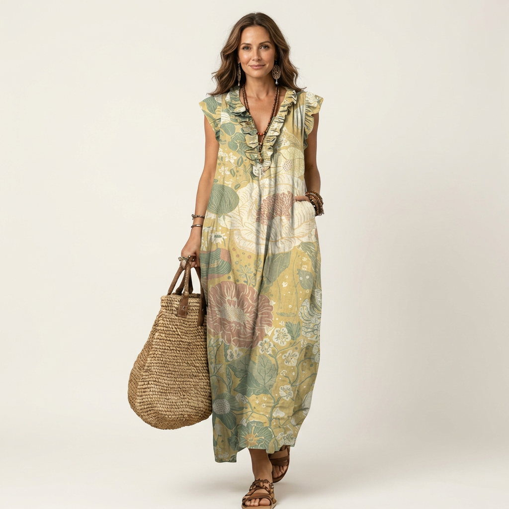 Josette | Ruffle V-Neck Maxi Dress 13