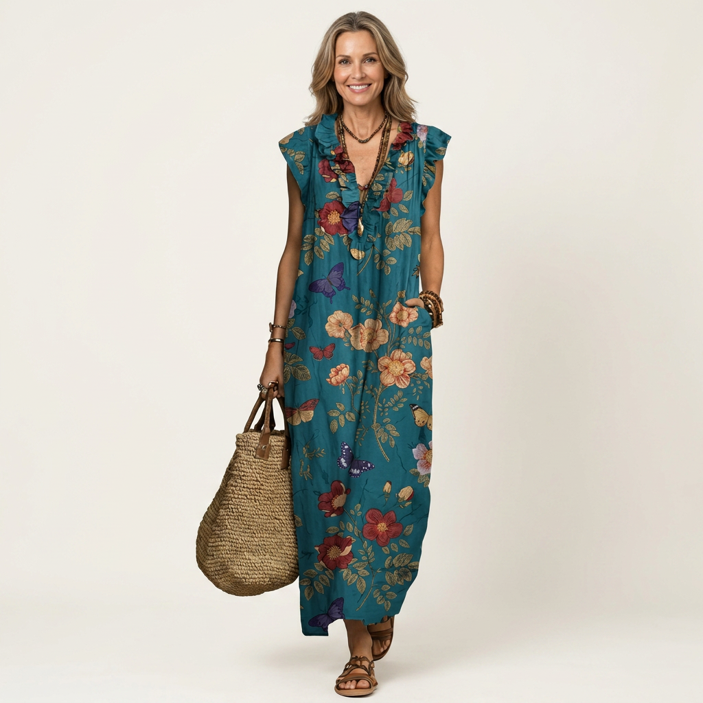 Josette | Ruffle V-Neck Maxi Dress 17