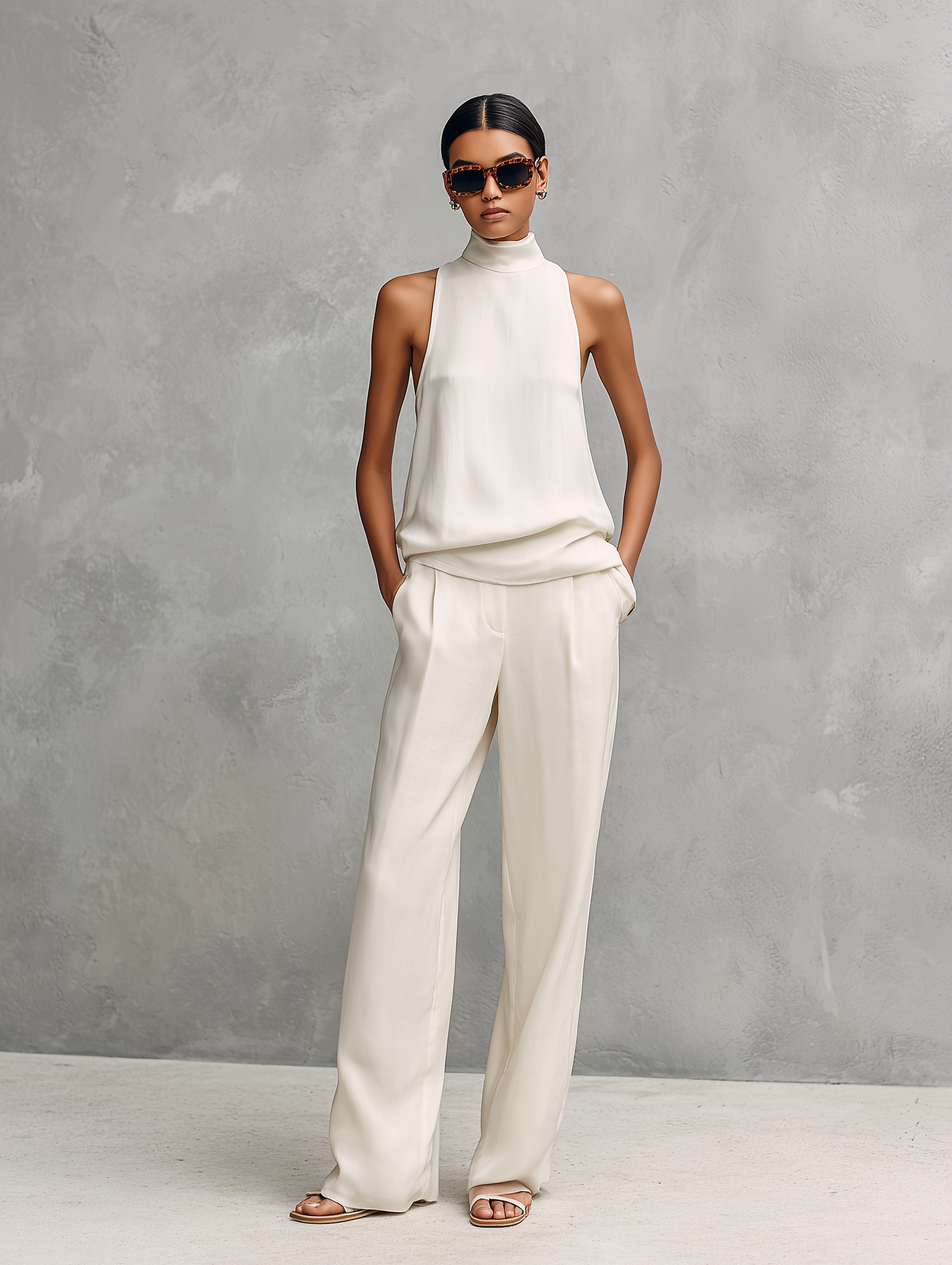 Sleeveless Top And Trousers Set