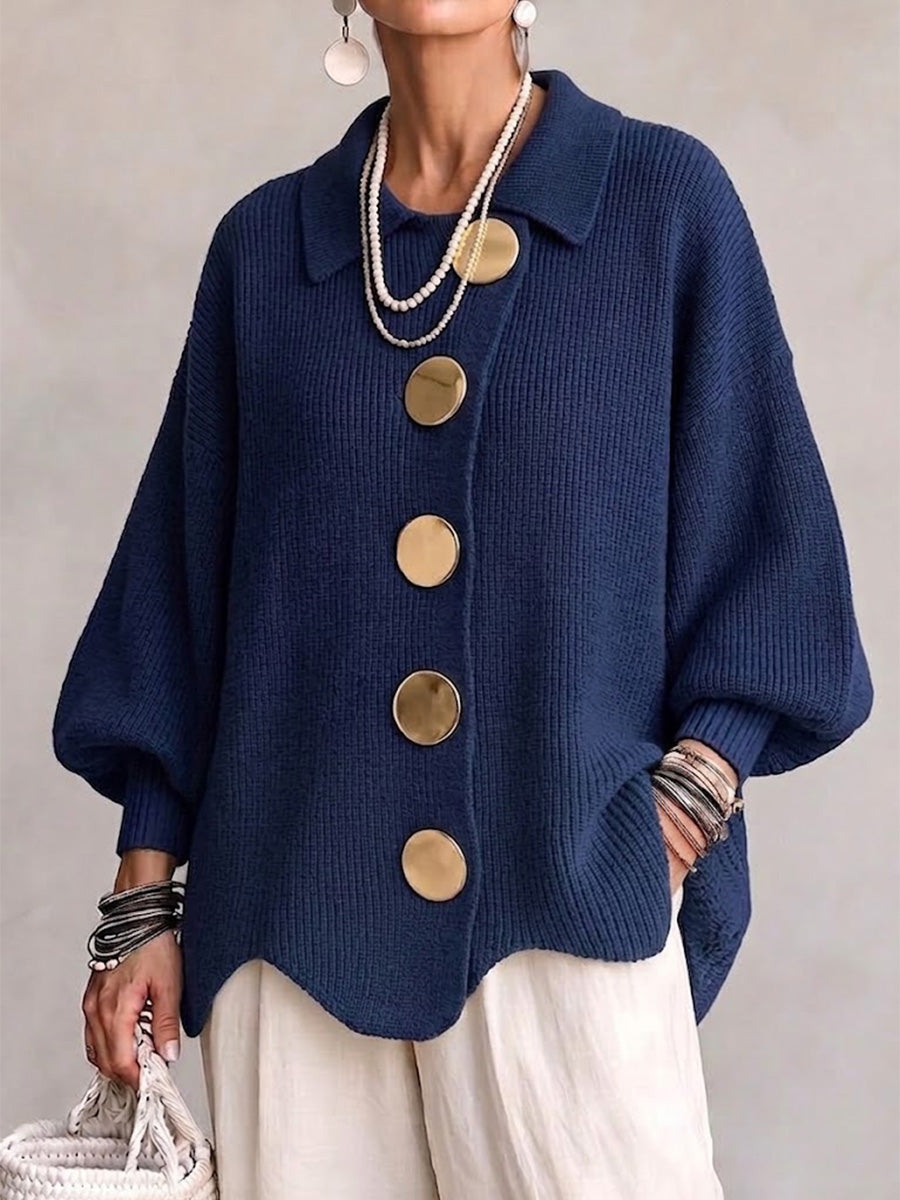 Victoire | Oversized Cardigan with Large Gold Buttons