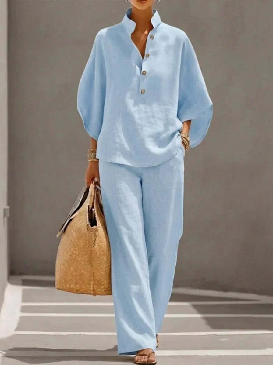 Sophie | Flowy Set with Batwing Sleeves and Wide-Leg Trousers