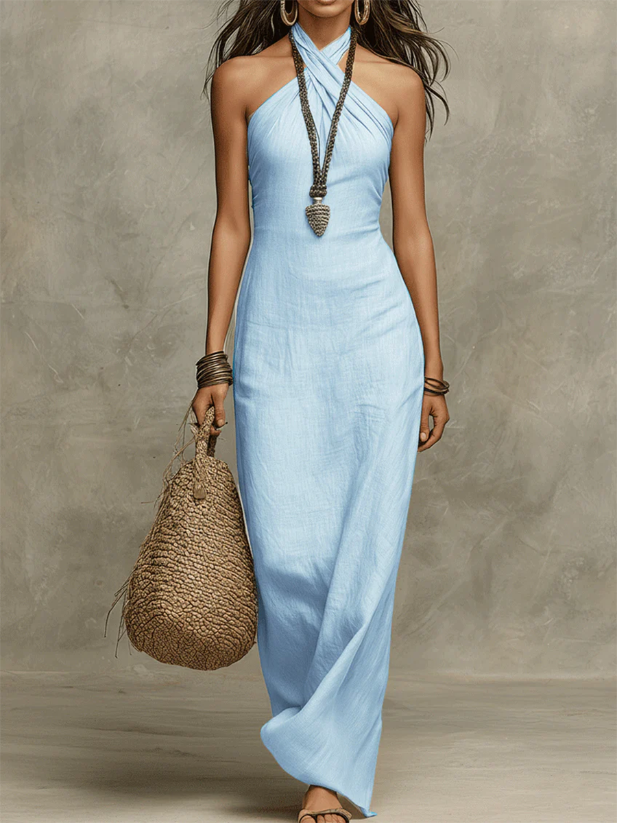Avelina™ – Flowy Maxi Dress with American Collar