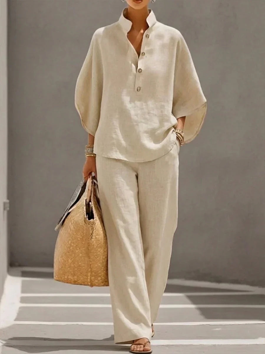 Sophie | Flowy Set with Batwing Sleeves and Wide-Leg Trousers