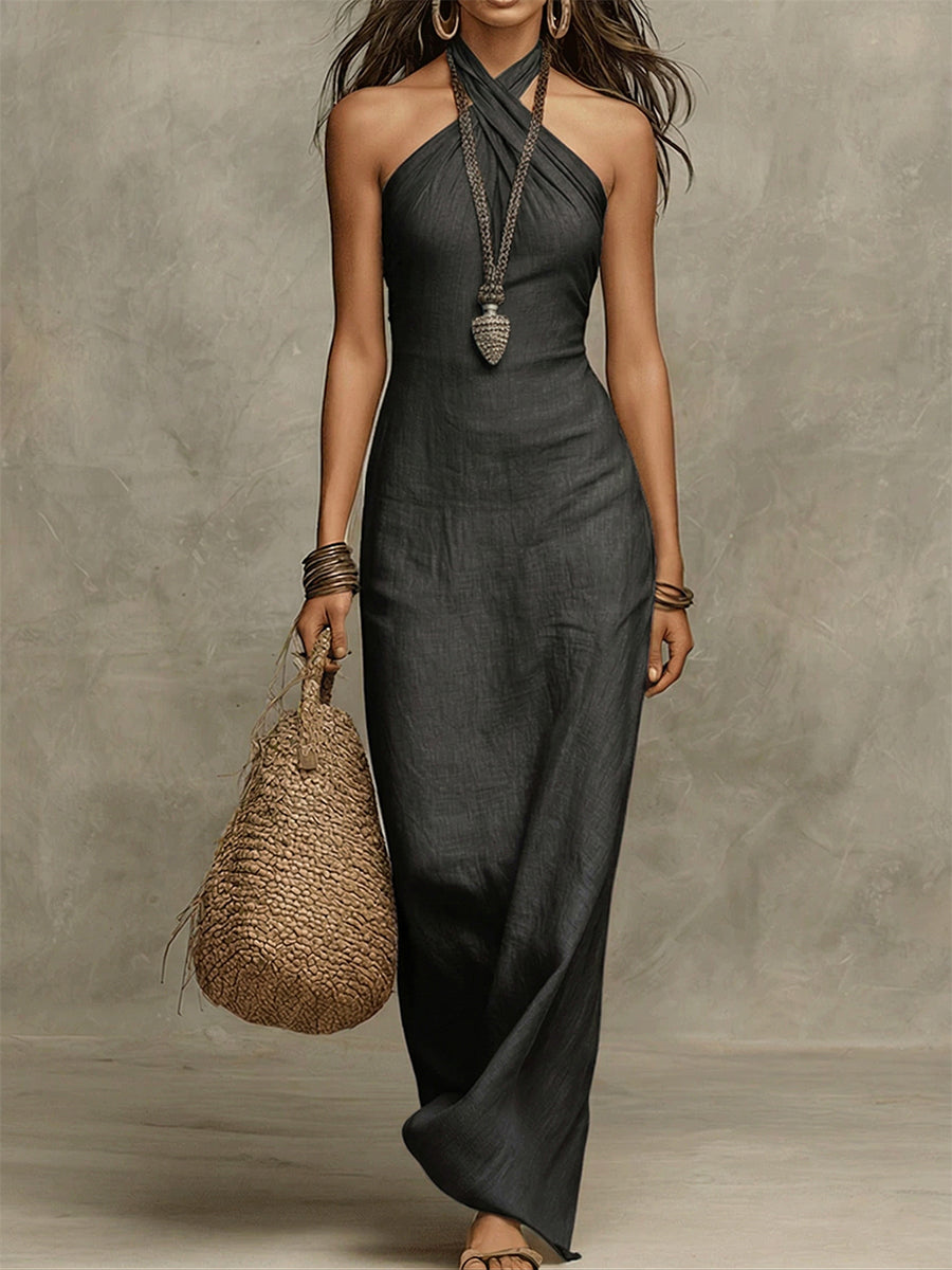 Avelina™ – Flowy Maxi Dress with American Collar
