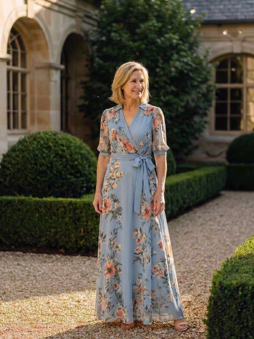 Elowen | V-Neck Maxi Dress with Floral Print