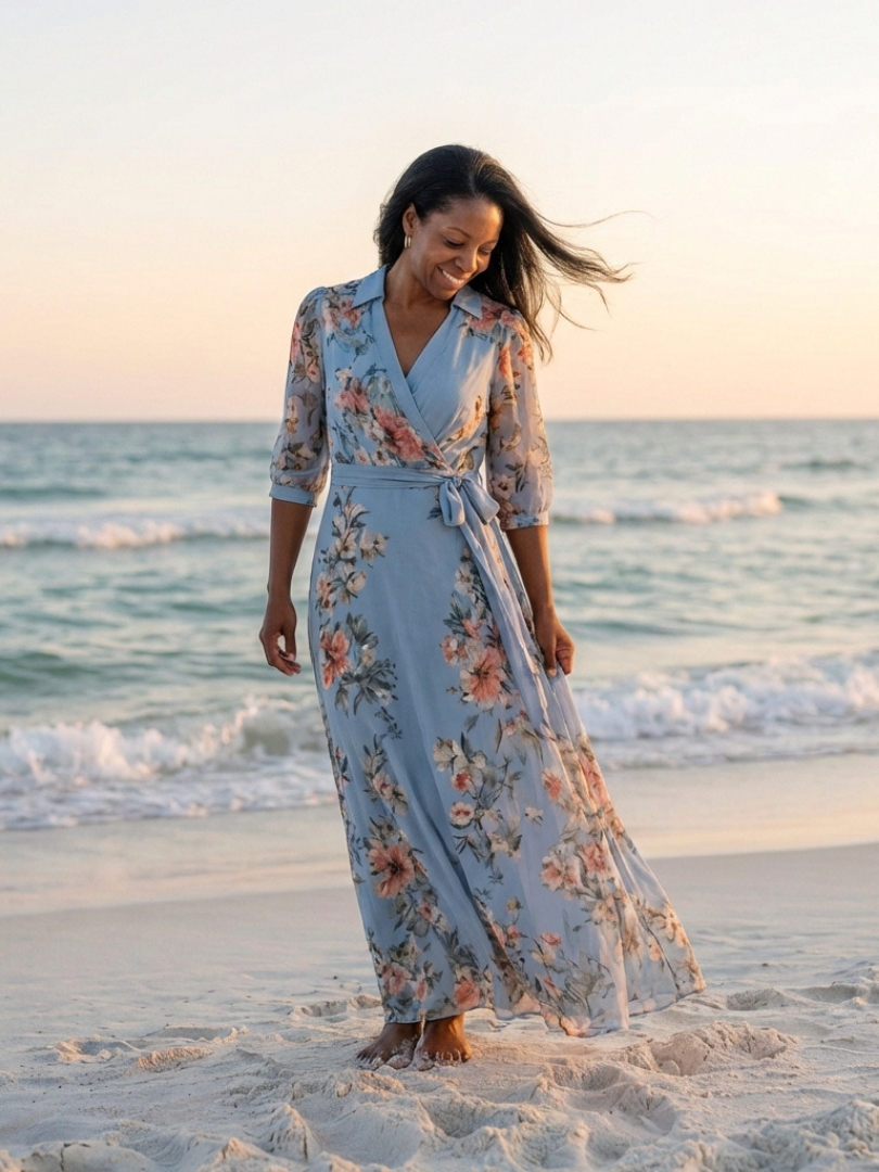 Elowen | V-Neck Maxi Dress with Floral Print