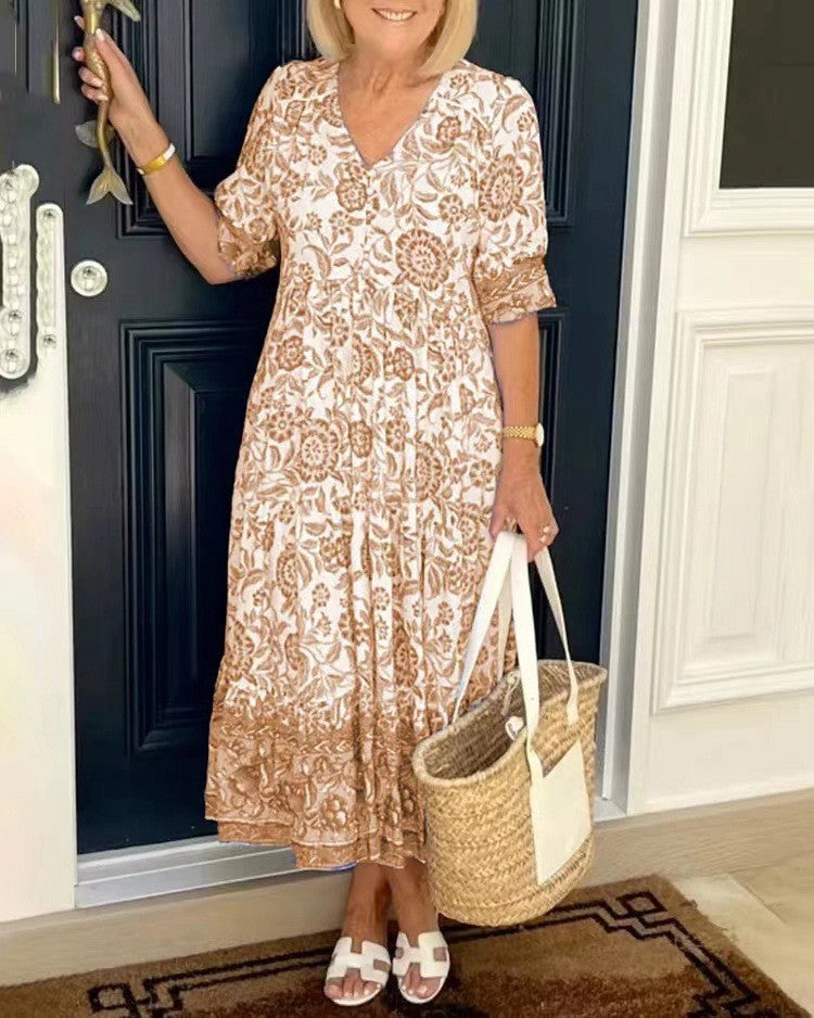 Keisha (Athens Edit) | Elegant Floral V-Neck Dress