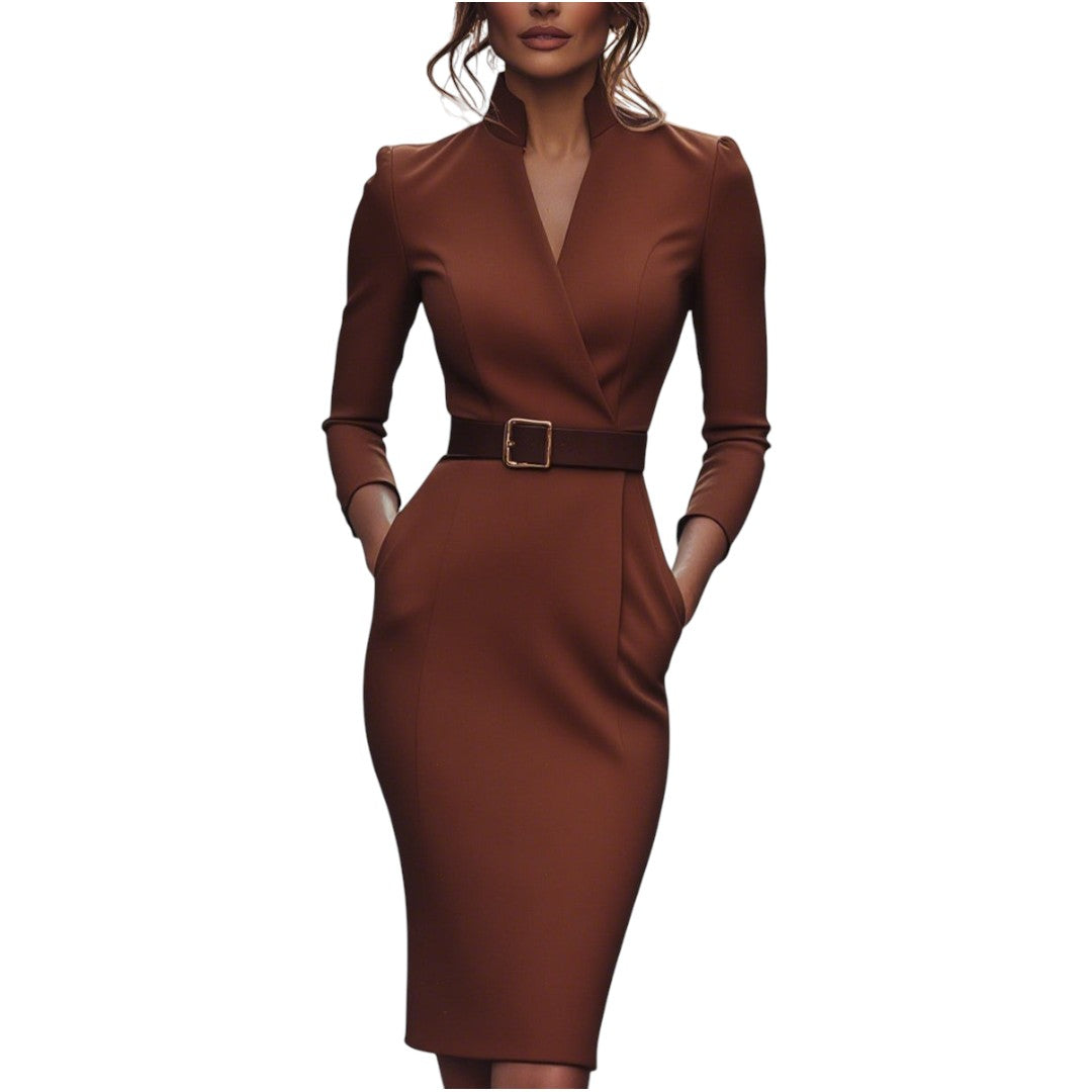 Sophia™ | Belted Mandarin Dress