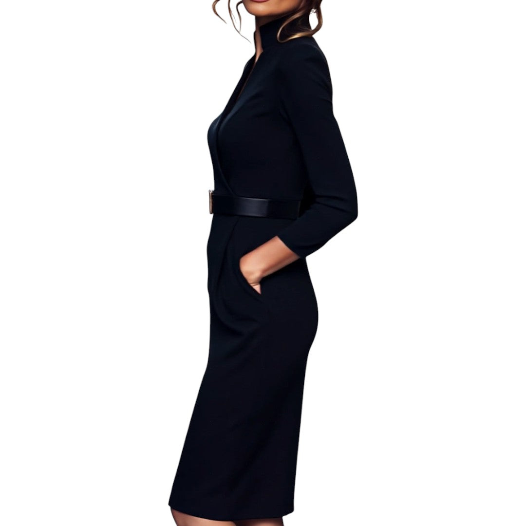 Sophia™ | Belted Mandarin Dress