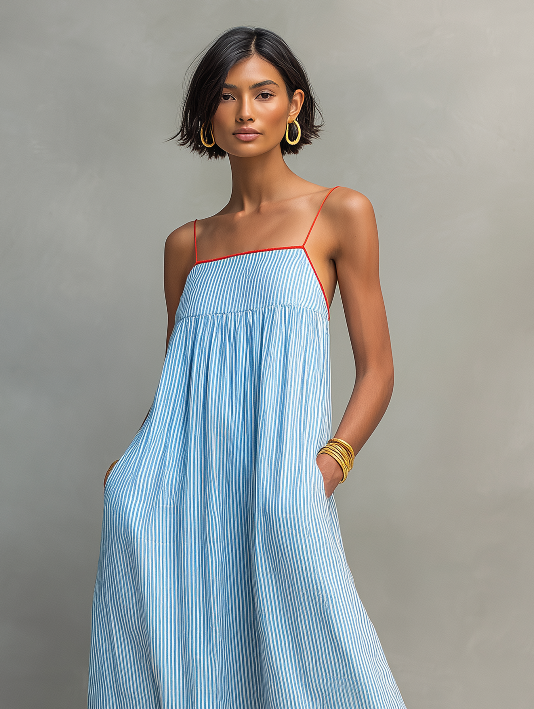 Women's Minimalist Striped Maxi Dress