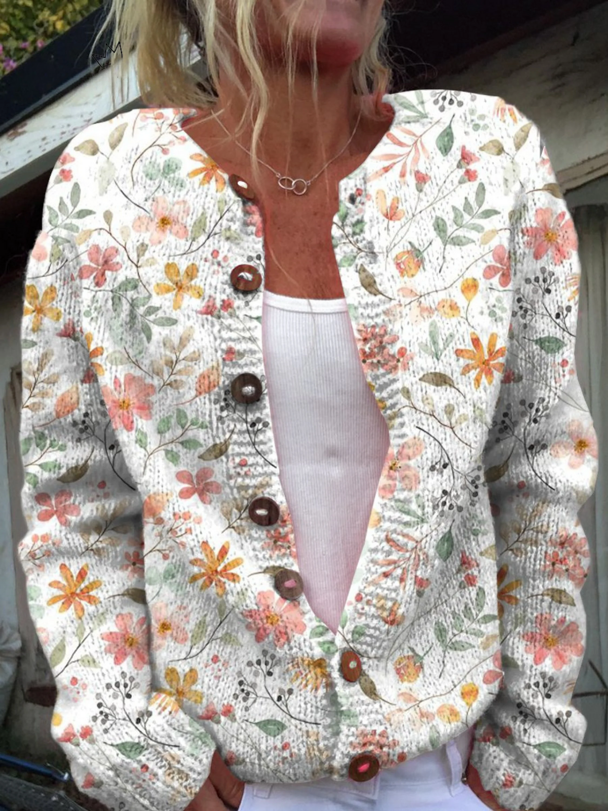 Greta | Vintage Floral Knit Cardigan Sweater