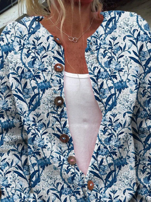 Tiverly | Vintage Floral Button-Front Cardigan