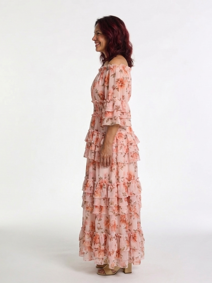 Rosalie | Off-Shoulder Floral Maxi Dress with Ruffles