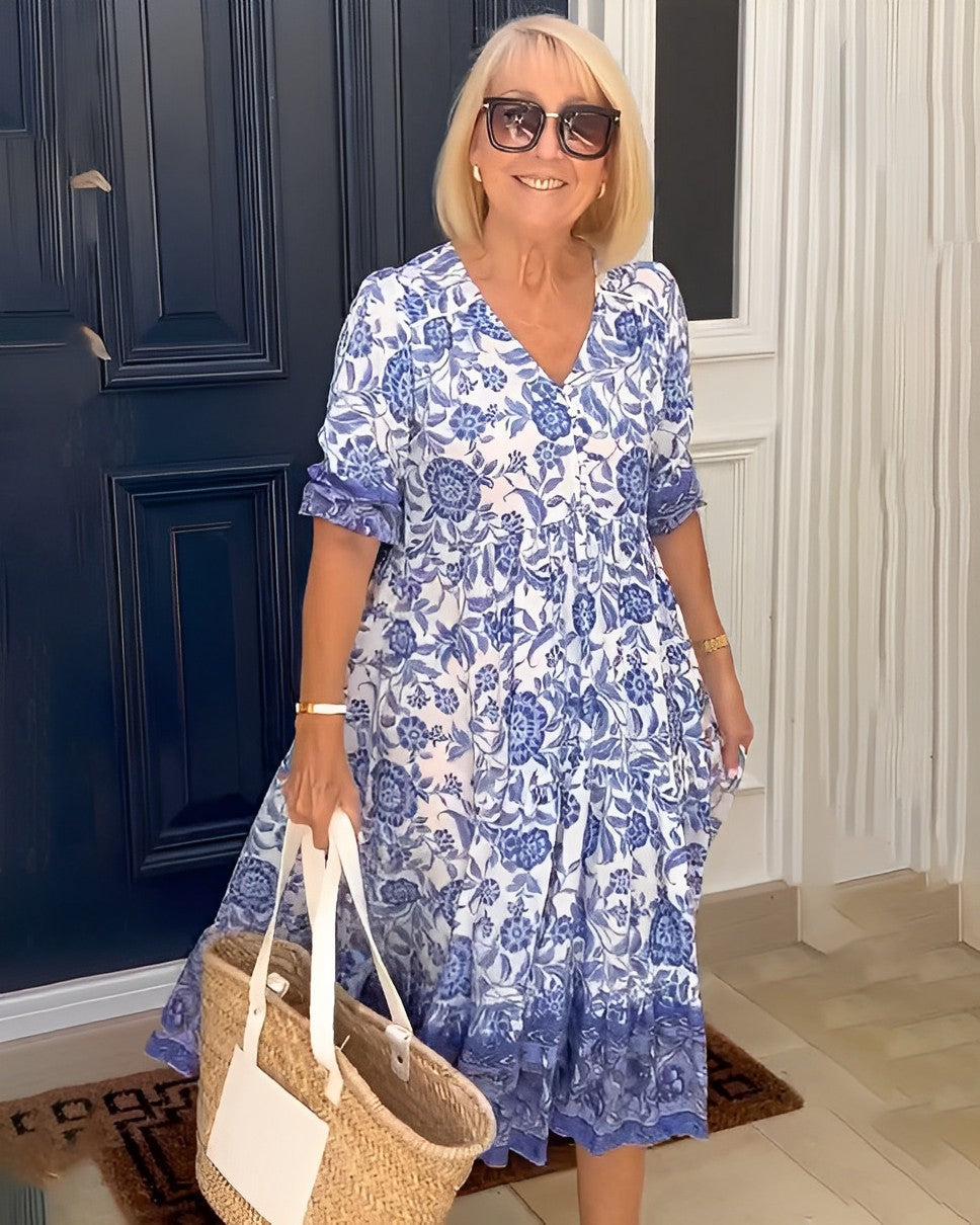 Keisha (Athens Edit) | Elegant Floral V-Neck Dress