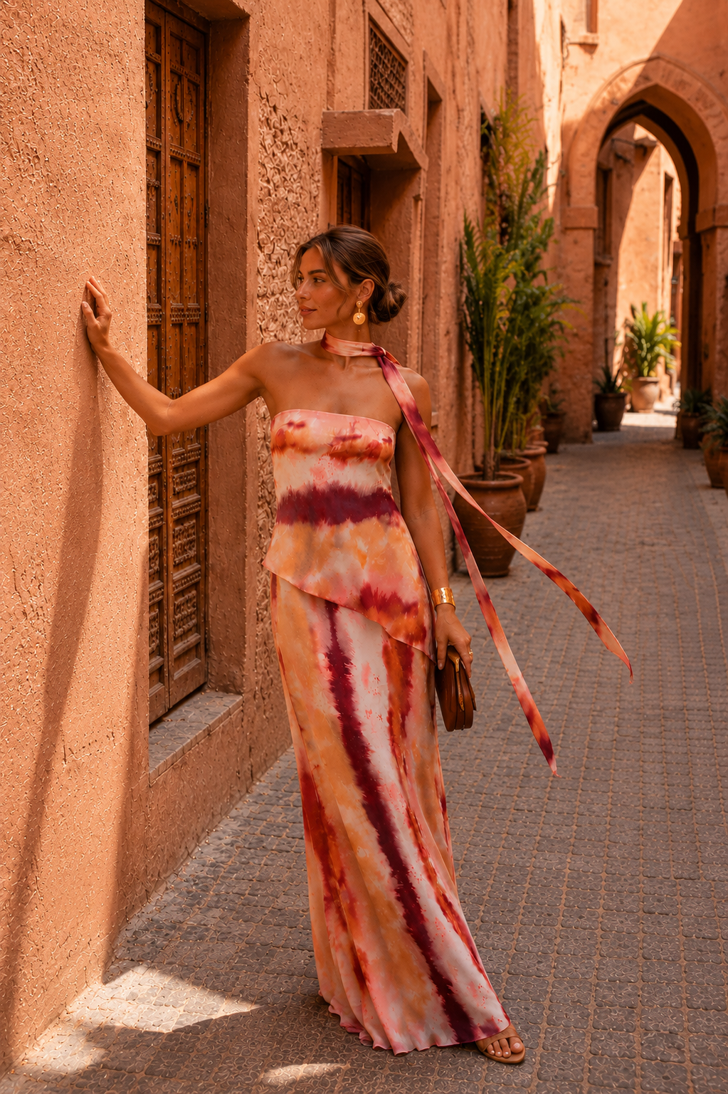 Aitana | Printed Bustier-Neckline Maxi Dress