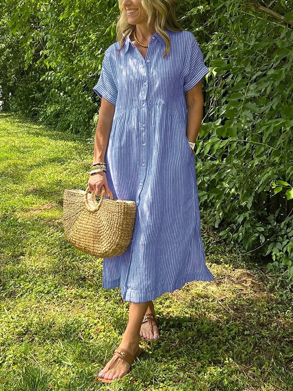 Phoebe Striped Button-Up Dress