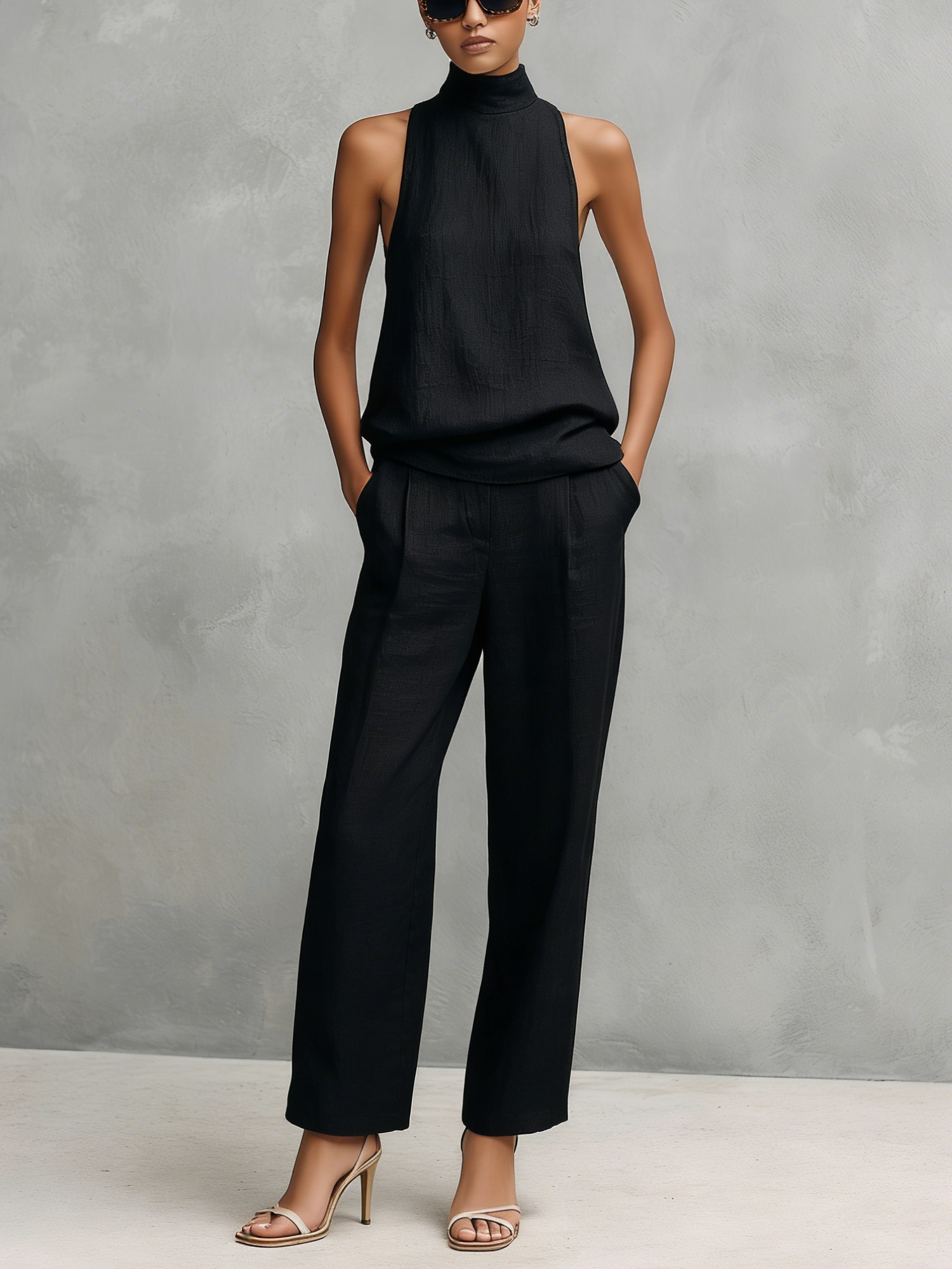 Sleeveless Top And Trousers Set