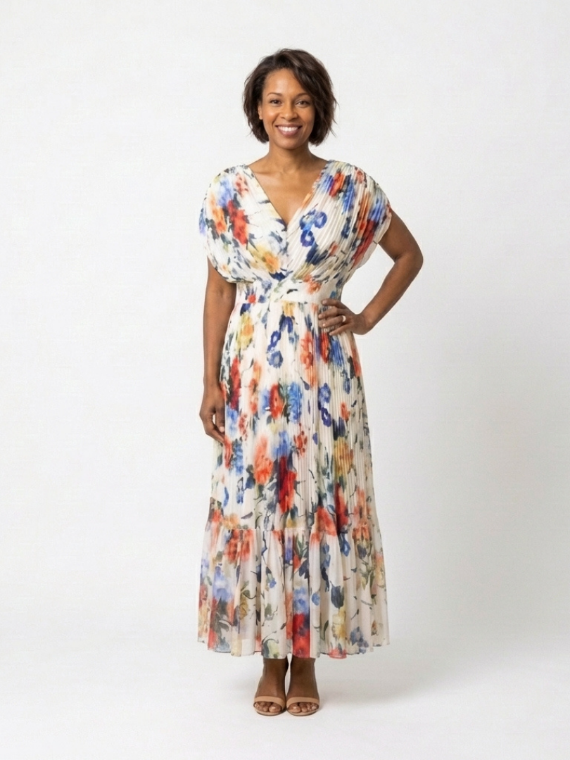 Savannah | Sleeveless Pleated Midi Dress