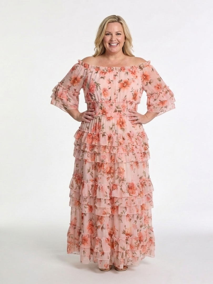 Rosalie | Off-Shoulder Floral Maxi Dress with Ruffles