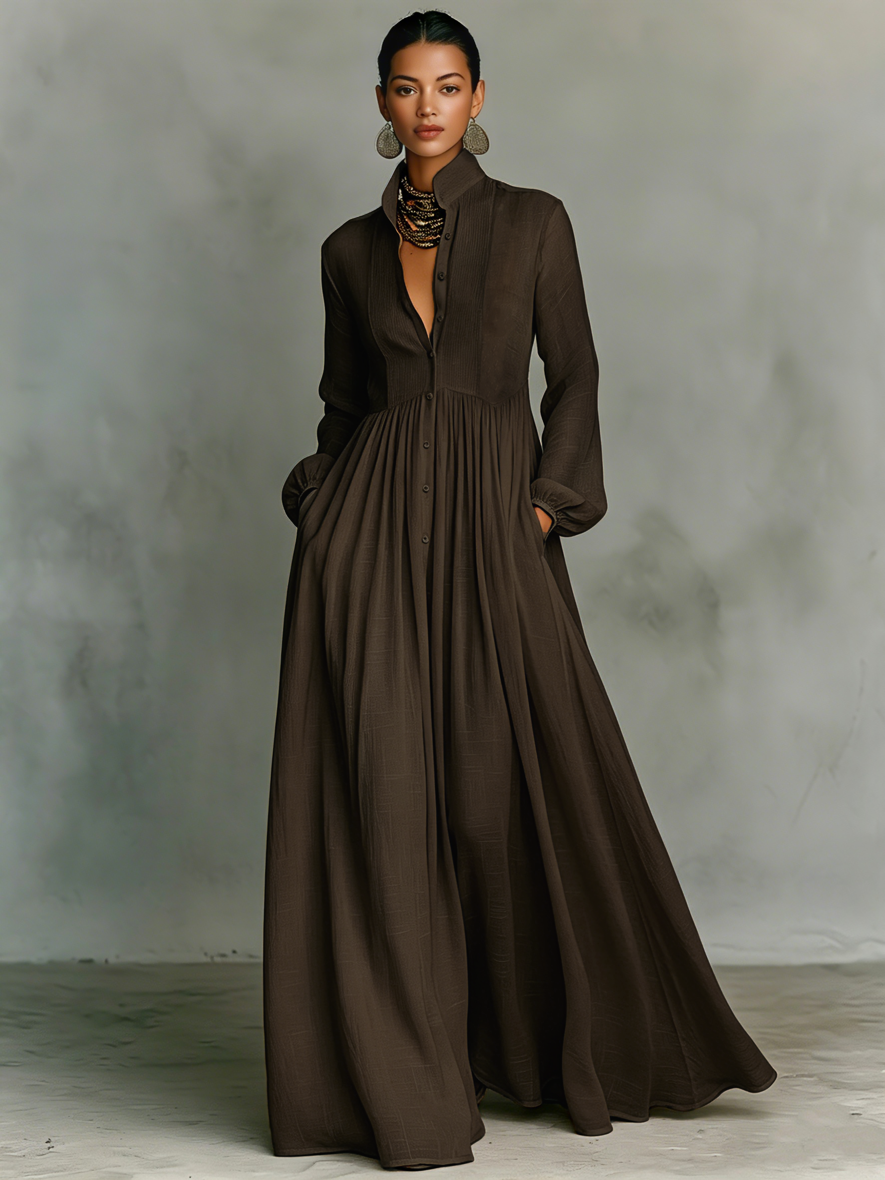 Long-sleeved Maxi Dress