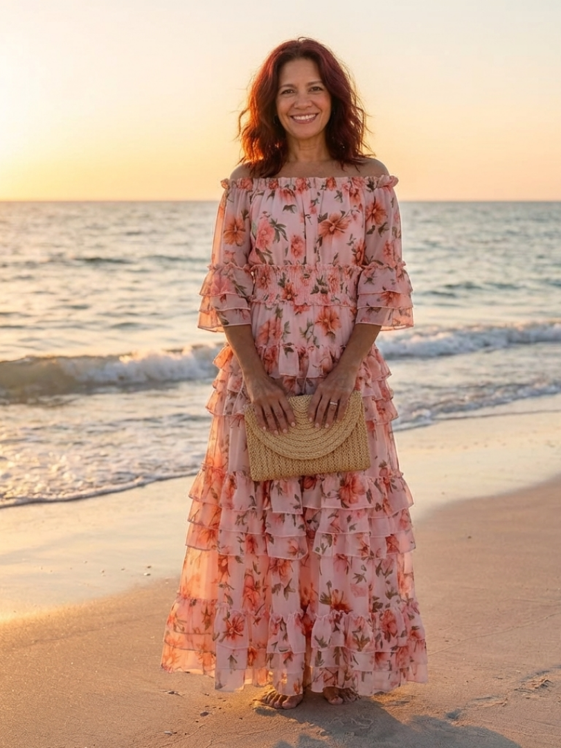 Rosalie | Off-Shoulder Floral Maxi Dress with Ruffles