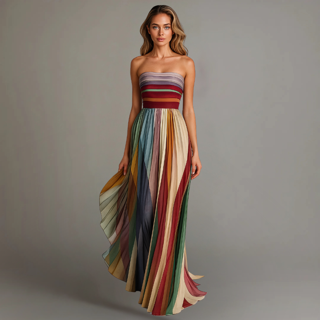 Avery Strapless Pleated Maxi